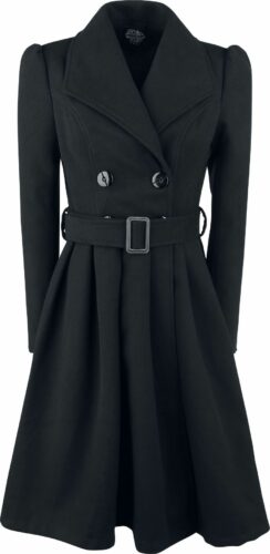 H&R London Black Vintage Swing Coat Dívcí kabát černá