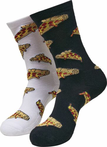Urban Classics Ponožky Pizza Slices - balení 2 párů Ponožky cerná/bílá