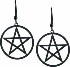 etNox hard and heavy Black Pentacle sada náušnic černá