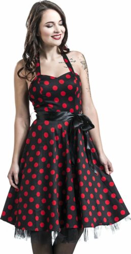 H&R London Polka Dot Dress šaty cerná/cervená