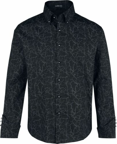 Gothicana by EMP Schwarzes Langarmhemd mit Muster und speziellen Details košile černá