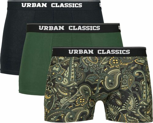 Urban Classics Balení 3 ks boxerek boxerky cerná/zelená