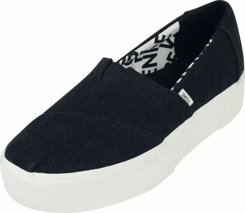 TOMS Black Heritage Alpargata Boardwalk Slip-On tenisky černá