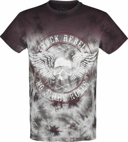 Rock Rebel by EMP Růžové tričko s opraným efektem a potiskem tricko šeríková