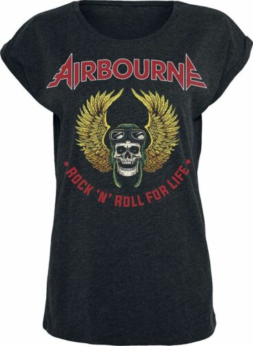 Airbourne Winged Skull dívcí tricko s nádechem černé