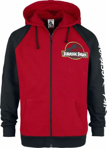 Jurassic Park Classic Logo mikina s kapucí na zip cervená/cerná