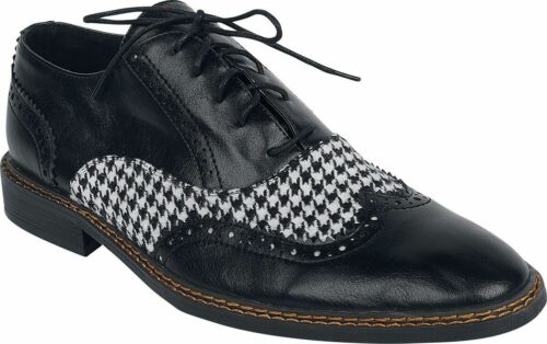 Banned Retro Houndstooth Brogue obuv cerná/bílá