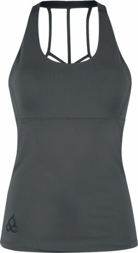 RED by EMP Sport und Yoga - graues Top mit besonderem Rückendetail dívcí top tmavě šedá