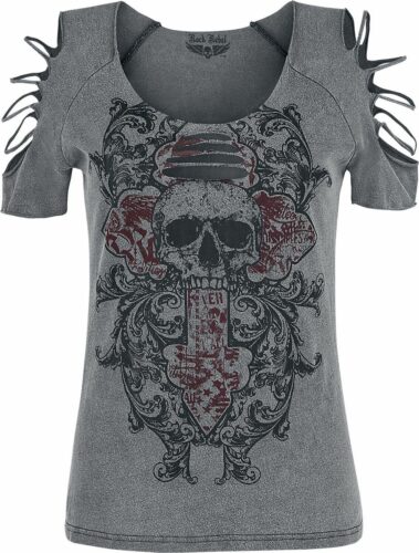 Rock Rebel by EMP graues T-Shirt mit Waschung und Cut-Outs dívcí tricko šedá