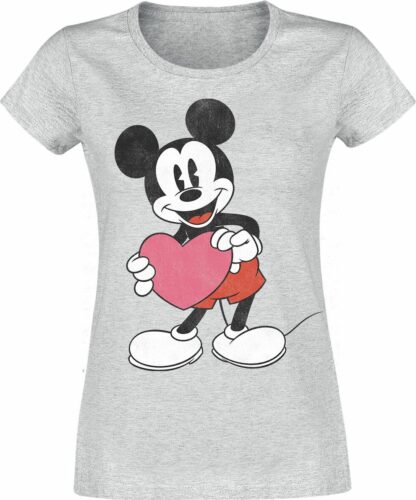 Mickey & Minnie Mouse Heart Gift dívcí tricko šedý vres