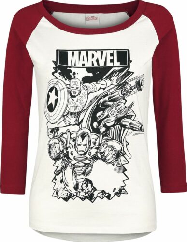 Avengers Group dívcí triko s dlouhými rukávy šedobílá/červená