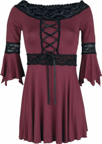 Gothicana by EMP bordeaux Longsleeve mit ausgestellten Ärmeln und Spitze dívcí triko s dlouhými rukávy bordová