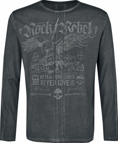 Rock Rebel by EMP Košile s dlouhými rukávy s detailními potisky tricko s dlouhým rukávem černá