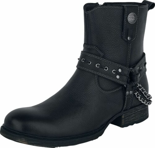 Rock Rebel by EMP Schwarze Bikerboots mit Riemen und Ketten obuv černá