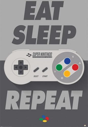 Nintendo Eat Sleep SNES Repeat plakát vícebarevný