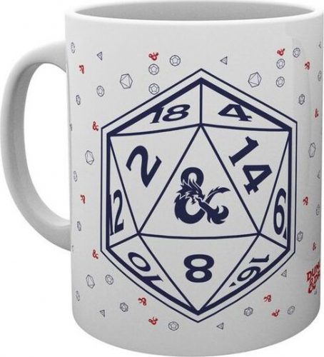 Dungeons and Dragons D20 Dice Hrnek bílá