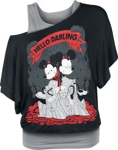 Mickey & Minnie Mouse Hello Darling Dámské tričko cerná/šedá