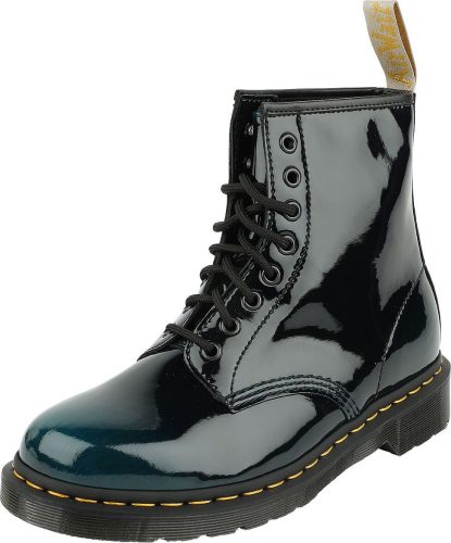 Dr. Martens Vegan 1460 Black Green Gloss Pull Up boty černá/petrolejová