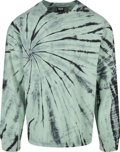 Urban Classics Boxy Tye Dye LS Tričko s dlouhým rukávem cerná/zelená