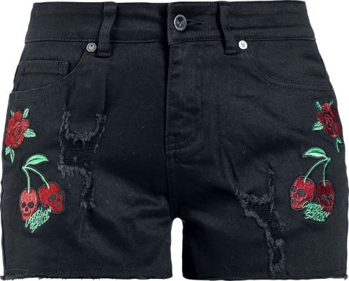 Rock Rebel by EMP Shorts mit Cherry Skulls & Roses Dámské kraťasy - Hotpants černá