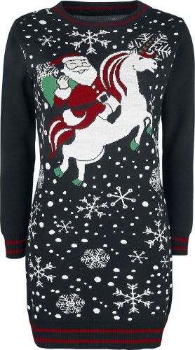 Ugly Christmas Sweater Santa Riding Unicorn Šaty vícebarevný