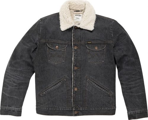 Wrangler 124MJ Sherpa - Rockstar Džínová bunda tmavě šedá