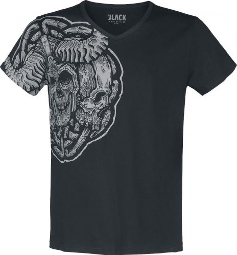 Black Premium by EMP Schwarzes T-Shirt mit großem Skull-Print Tričko černá