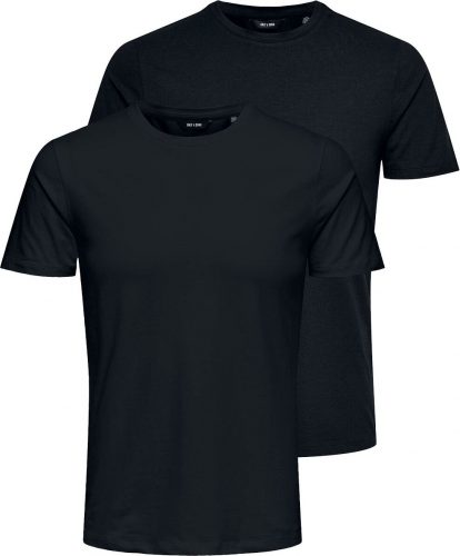 ONLY and SONS ONSBasic Life Slim O-Neck 2er-Pack Tričko černá