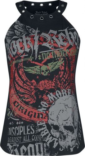 Rock Rebel by EMP Top Rock Rebel s potiskem a očky Dámský tank top černá