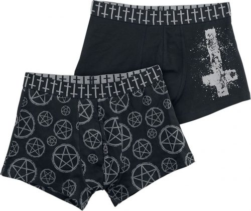 Gothicana by EMP Dreierpack Boxershorts mit Pentagrammen und Kreuzen Boxerky černá