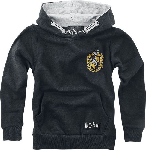 Harry Potter Kids - Hufflepuff detská mikina s kapucí antracitová