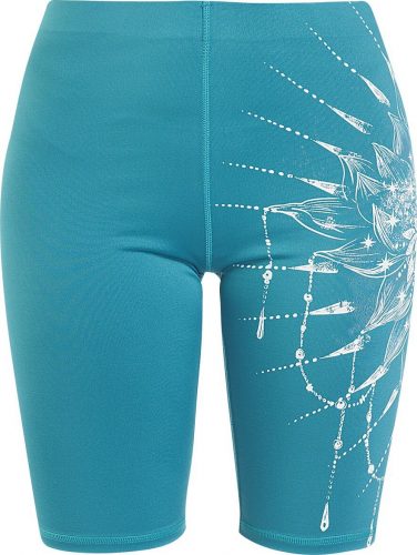 EMP Special Collection Krátké tyrkysové legíny Sport and Yoga s detailním potiskem Leginy tyrkysová