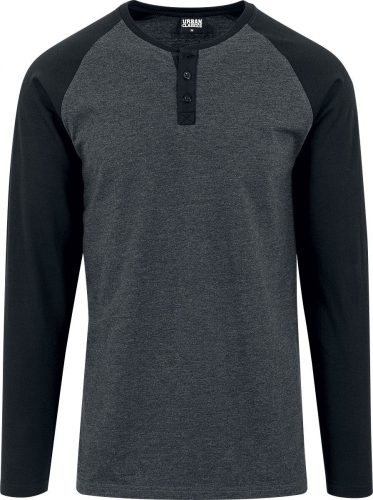 Urban Classics Contrast Raglan Henley L/S Tričko s dlouhým rukávem charcoal/černá