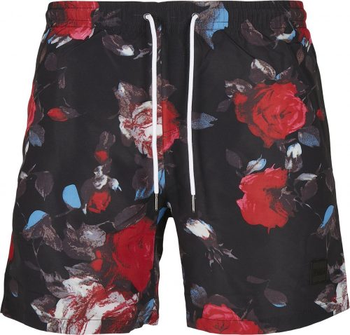 Urban Classics Black Rose AOP Swim Shorts Pánské plavky černá