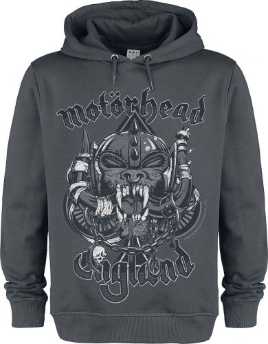 Motörhead Amplified Collection - Snaggletooth Crest Mikina s kapucí charcoal