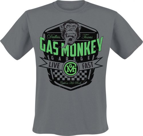 Gas Monkey Garage Live Fast Tričko charcoal