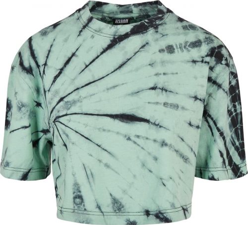 Urban Classics Ladies Oversized Cropped Tie Dye Tee Tričko zelená