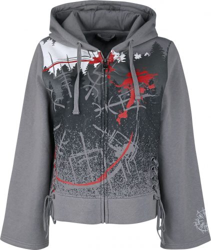 Black Premium by EMP Hoody Jacket mit weiten Ärmeln und Runen Frontprint Dámská mikina s kapucí šedá