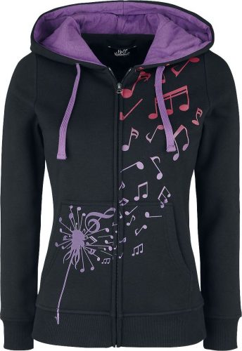 Full Volume by EMP Hoody Jacket mit Pusteblume und Musiknoten Print Dámská mikina s kapucí na zip černá