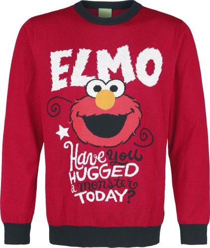 Sesame Street Elmo - Have You Hugged A Monster Today? Pletený svetr červená