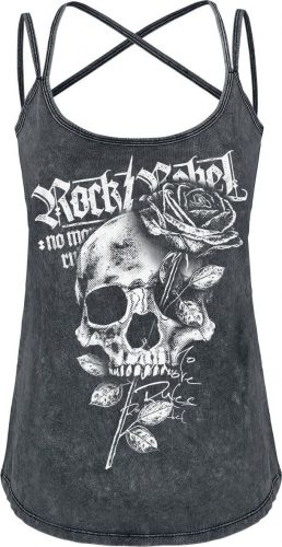 Rock Rebel by EMP Top s vintage efektem a potiskem Dámský top šedá