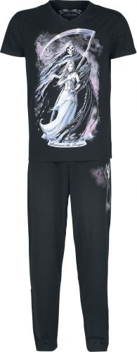 Gothicana by EMP Gothicana X Anne Stokes - Schwarzer Pyjama mit Print inklusive Tuch pyžama černá