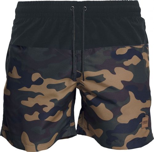 Urban Classics Block Swim Shorts Pánské plavky lesní / černá