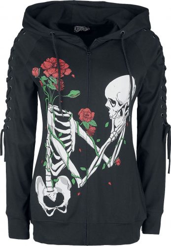 Vixxsin Mikina Garden Skull Dámská mikina s kapucí na zip černá