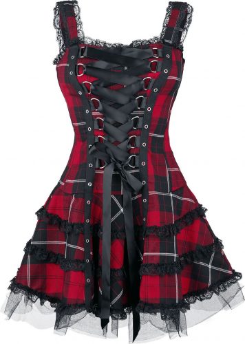 Hell Bunny Harley Tartan Dress Šaty cervená/cerná