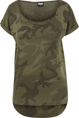 Urban Classics Ladies Camo Back Shaped Tee Dámské tričko lesní maskáčová