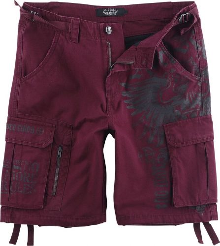 Rock Rebel by EMP Dunkelrote Shorts mit Prints Kraťasy bordová