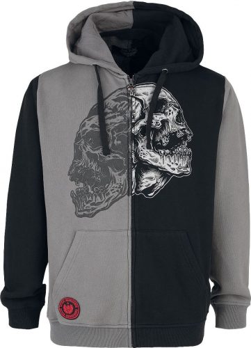 Rock Rebel by EMP Schwarz/graue Kapuzenjacke mit Skulls Mikina s kapucí na zip cerná/šedá