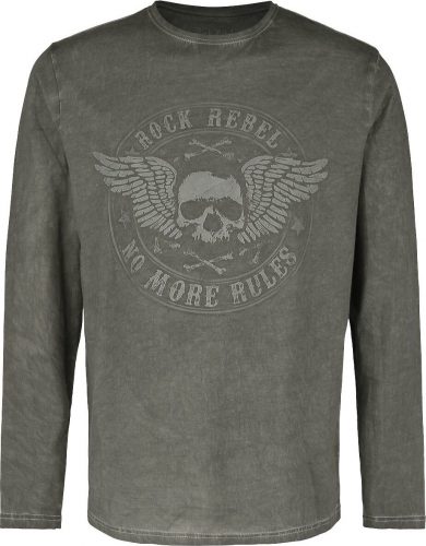 Rock Rebel by EMP Longsleeve mit Rock Rebel Frontprint Tričko s dlouhým rukávem olivová