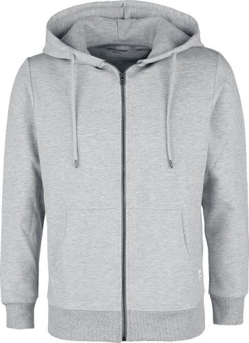 Jack & Jones JJEBASIC Mikina s kapucí na zip světle šedá